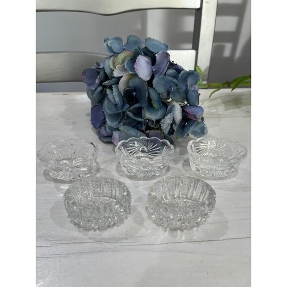 Vintage oval Glass Salt Cellar bundle‎ of 5 Open Salt cellars